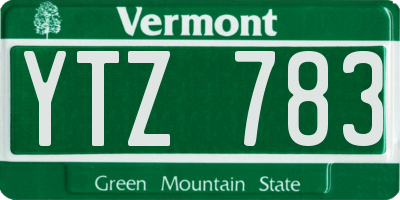 VT license plate YTZ783