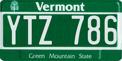 VT license plate YTZ786