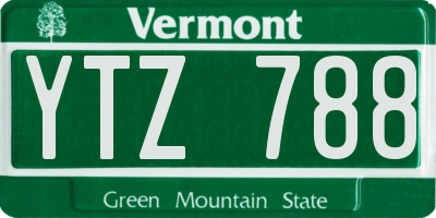 VT license plate YTZ788
