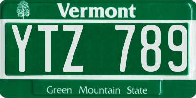 VT license plate YTZ789