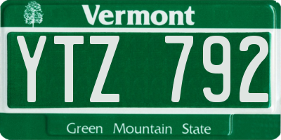 VT license plate YTZ792