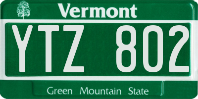 VT license plate YTZ802