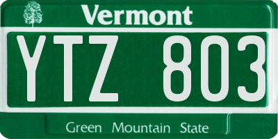 VT license plate YTZ803