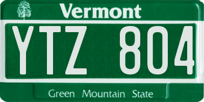 VT license plate YTZ804
