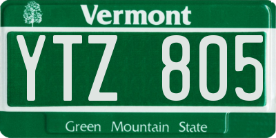 VT license plate YTZ805
