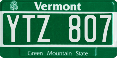 VT license plate YTZ807