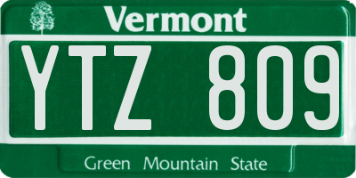 VT license plate YTZ809