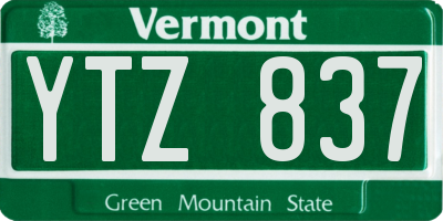 VT license plate YTZ837