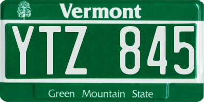 VT license plate YTZ845