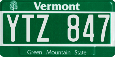 VT license plate YTZ847