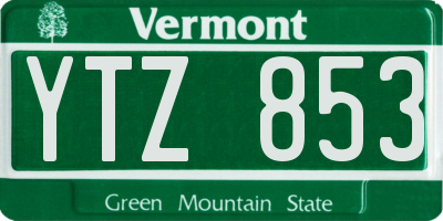 VT license plate YTZ853