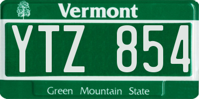 VT license plate YTZ854