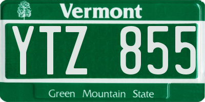 VT license plate YTZ855