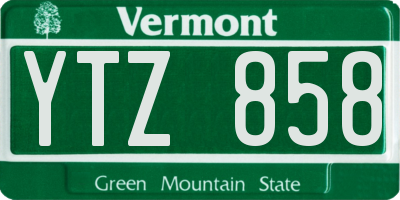 VT license plate YTZ858