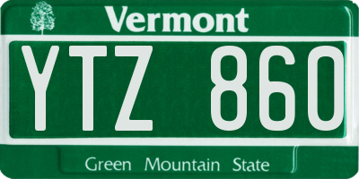 VT license plate YTZ860