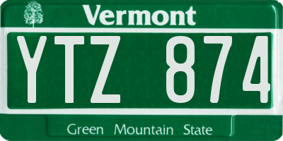 VT license plate YTZ874