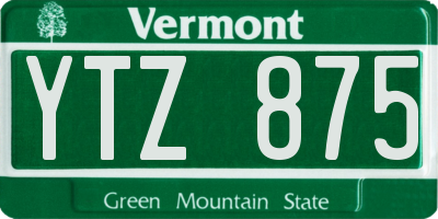 VT license plate YTZ875