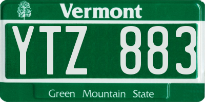VT license plate YTZ883