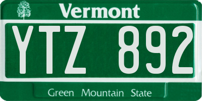 VT license plate YTZ892
