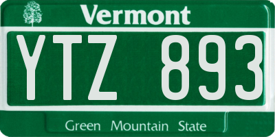 VT license plate YTZ893
