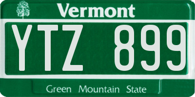VT license plate YTZ899