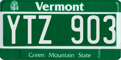 VT license plate YTZ903