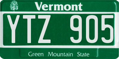 VT license plate YTZ905