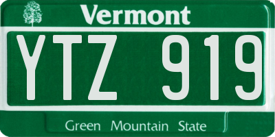 VT license plate YTZ919