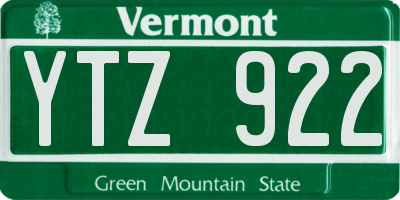 VT license plate YTZ922