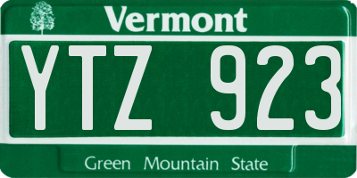 VT license plate YTZ923