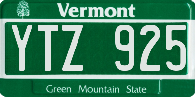 VT license plate YTZ925