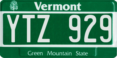 VT license plate YTZ929