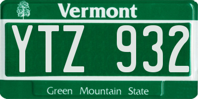 VT license plate YTZ932