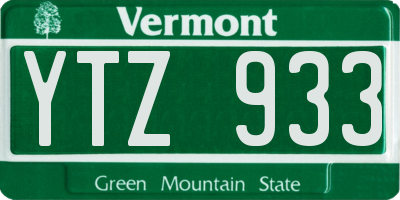 VT license plate YTZ933