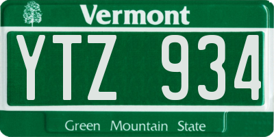VT license plate YTZ934