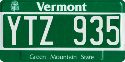 VT license plate YTZ935