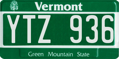 VT license plate YTZ936