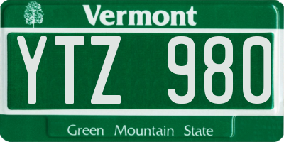 VT license plate YTZ980