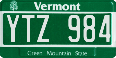 VT license plate YTZ984