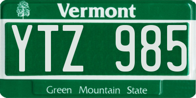 VT license plate YTZ985