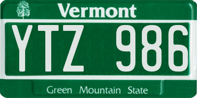 VT license plate YTZ986