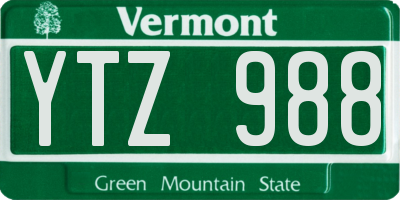 VT license plate YTZ988