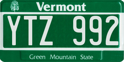 VT license plate YTZ992