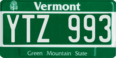 VT license plate YTZ993