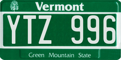 VT license plate YTZ996