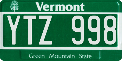 VT license plate YTZ998
