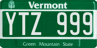 VT license plate YTZ999