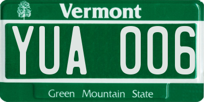 VT license plate YUA006