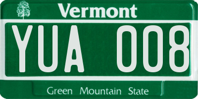 VT license plate YUA008