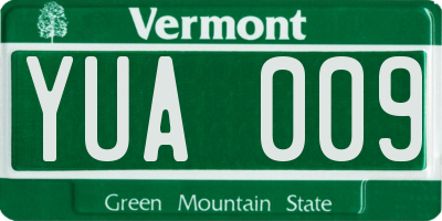 VT license plate YUA009